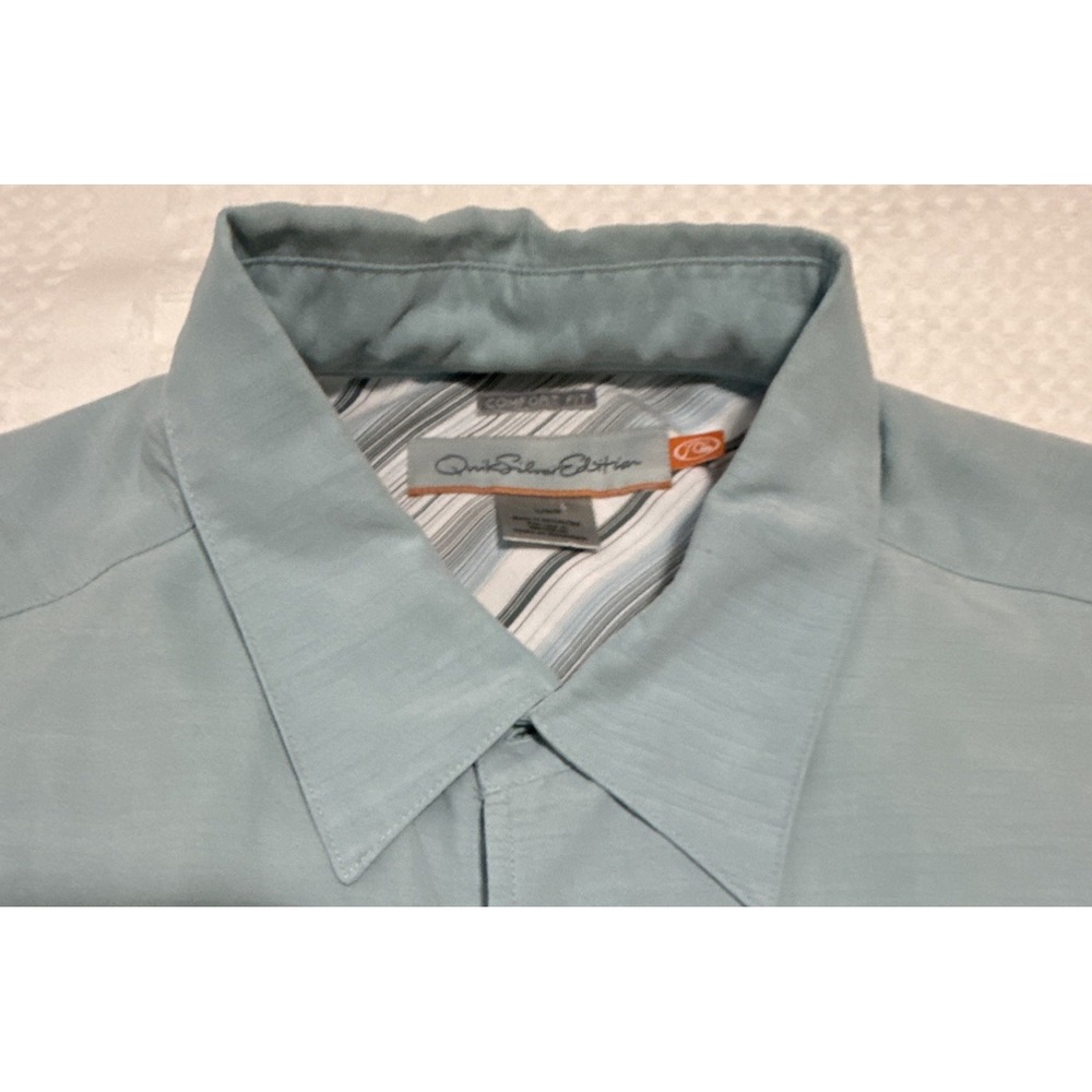 Quiksilver Edition Men's L Short Sleeve Blue Button-Up Shirt with Pockets